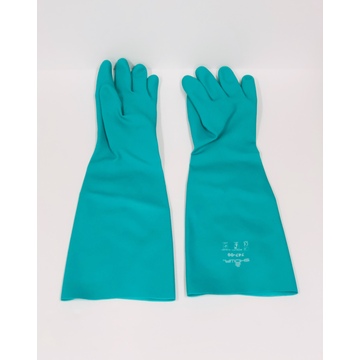 Vi-tec Green Nitrile Gloves, Flocklined, 18 Inch